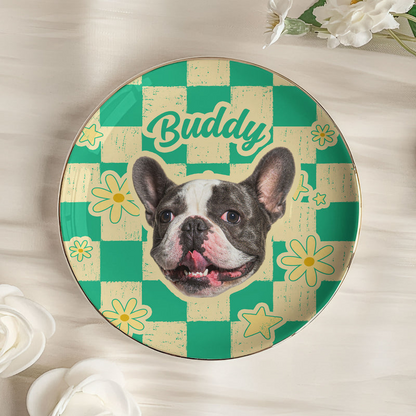 Personalized Pet Photo Jewelry Dish, Colorful Retro Dog Portrait, Unique Gift for Dog Mom