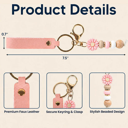 Personalized PU Leather Daisy Keychain, Unique Birth Month Flower Gift for Bridesmaid Wedding Party