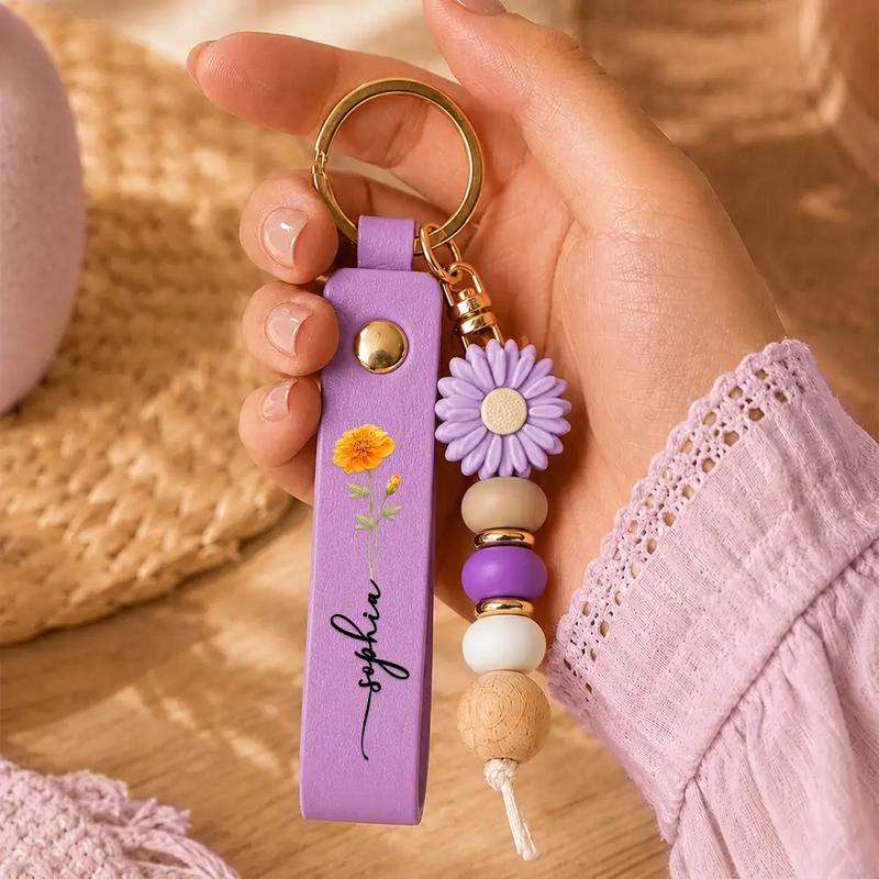 Custom Daisy Keychain, Soft Pastel Flower Design For Bag Or Keys, Unique Creative Gift For Her
