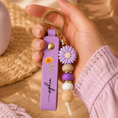 Custom Daisy Keychain, Soft Pastel Flower Design For Bag Or Keys, Unique Creative Gift For Her