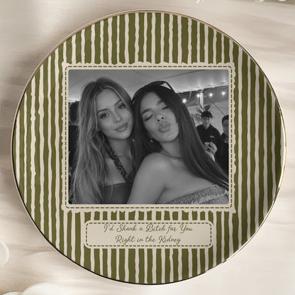 Personalized Jewelry Dish with Friend Photo, Vintage Stripes, Unique Gift for Close Friend or Sister