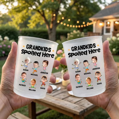 Personalized Frosted Plastic Cup, Grandkids Spoiled Here, Backyard BBQ, Unique Gift for Grandparents