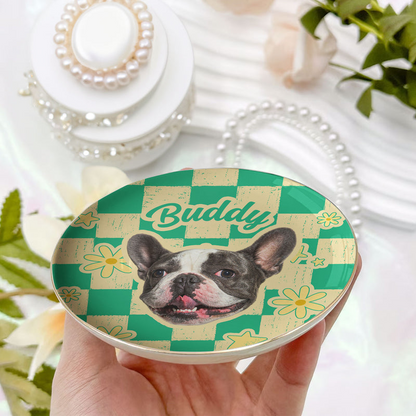 Personalized Pet Photo Jewelry Dish, Colorful Retro Dog Portrait, Unique Gift for Dog Mom