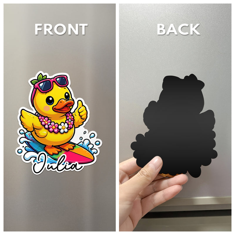 Personalized Acrylic Magnet, Surfing Duck Cruise Door Sign, Unique Creative Gift for Family Vacation