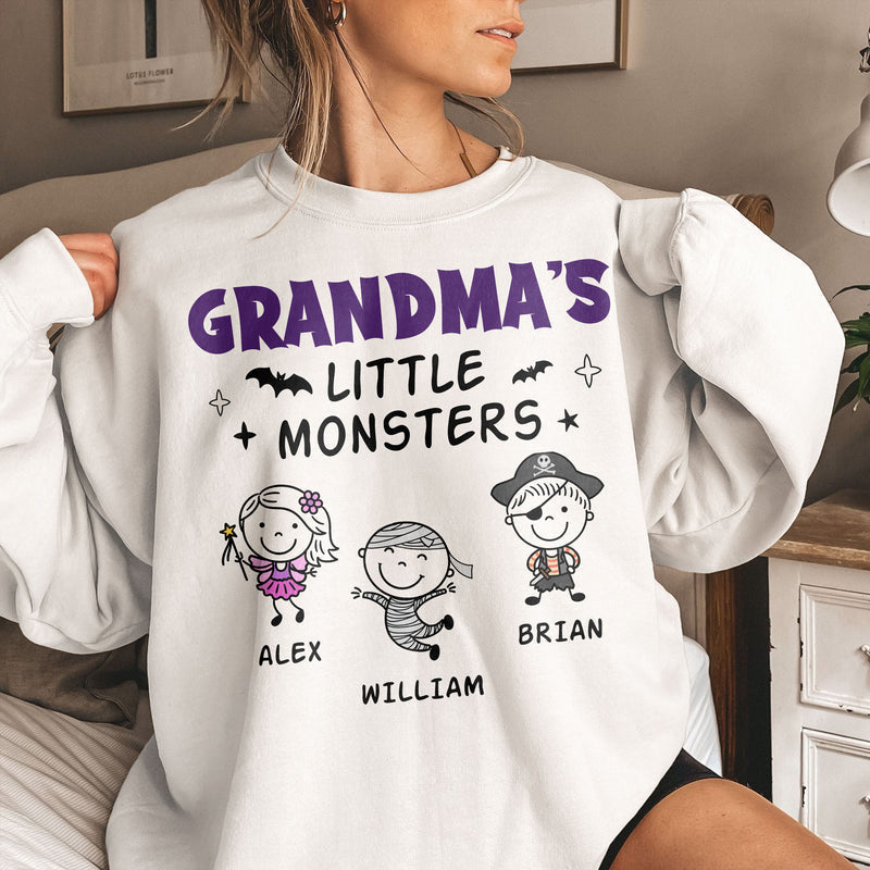 Grandma's Little Monsters Classic Tee, Custom Kids Doodle Shirt, Creative Gift For Grandma