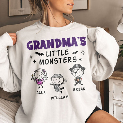 Grandma's Little Monsters Classic Tee, Custom Kids Doodle Shirt, Creative Gift For Grandma