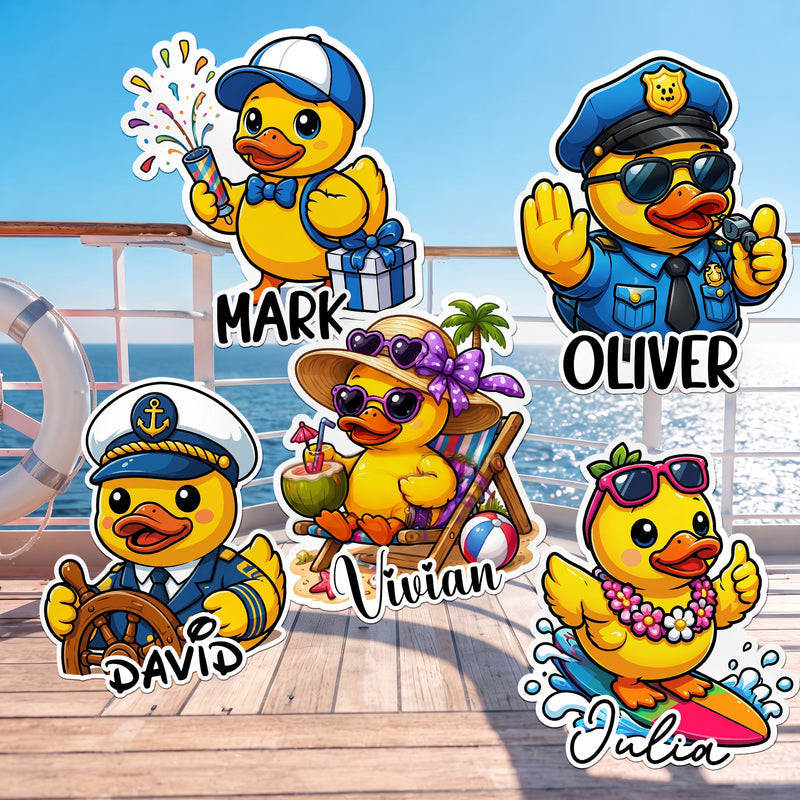 Personalized Acrylic Magnet, Surfing Duck Cruise Door Sign, Unique Creative Gift for Family Vacation