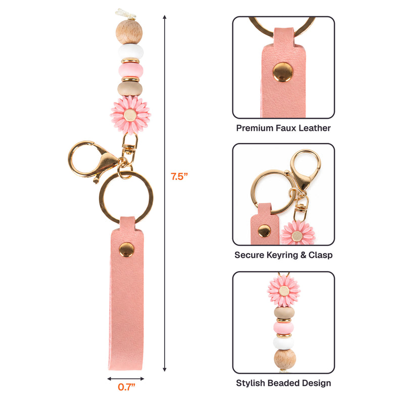 Personalized Daisy Keychain with Birth Flower, Pastel Beads and Bestie Message, Unique Gift for Best Friend