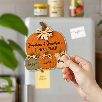 Personalized Acrylic Magnet, Rustic Pumpkin Patch Fall Decor, Unique Gift for Grandma & Grandpa