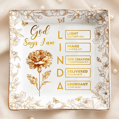 Jewelry Dish with Floral Scripture Design, Elegant Keepsake, Perfect Gift for Women