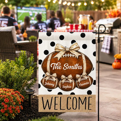 Personalized Garden Flag, Family Welcome Football Art for Porch & Yard, Creative Gift for Families