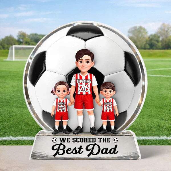 Personalized Shaped Acrylic Block Plaque for Soccer Dad, Unique Custom Field Family Gift He'll Love