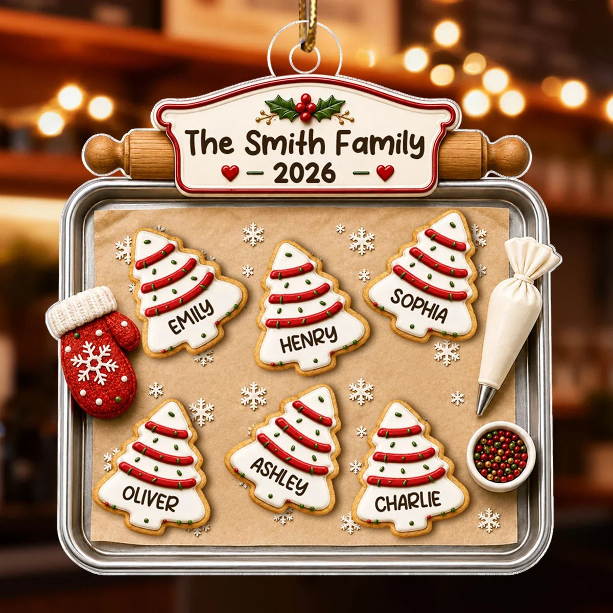 Personalized Acrylic Ornament, Custom Christmas Tree Cake Tray, Unique Gift for Family