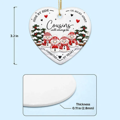 Ceramic Heart Ornament, Cousins Connected by Heart, Personalized Keepsake and Creative Gift for Cousins