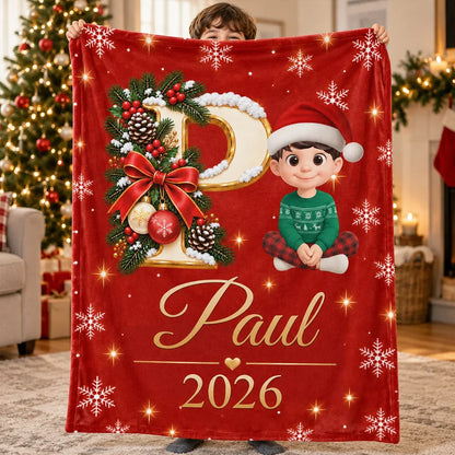 Personalized Fleece Blanket, Custom Christmas Keepsake Held by Mother and Daughter, Unique Gift for Kids