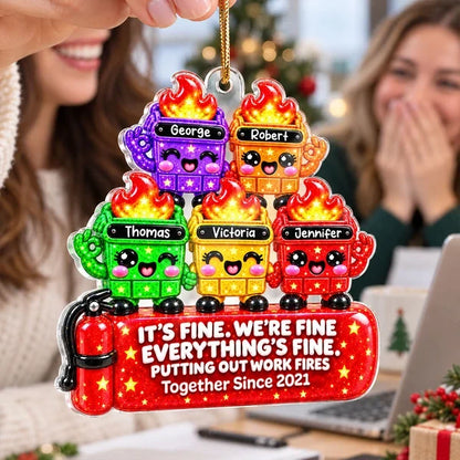 Personalized Acrylic Ornament, It's Fine Office Humor for the Christmas Tree, Unique Gift for Coworkers