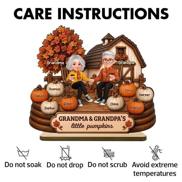 Personalized 2-Layer Wooden Plaque, Grandma & Grandpa Little Pumpkins, Unique Fall Gift