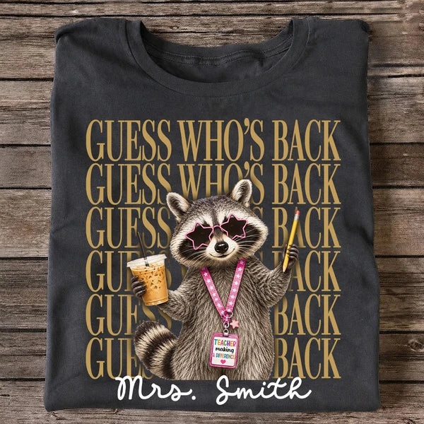 Funny Raccoon Teacher Classic Tee, Personalized Back to School Unique Gift for Teacher