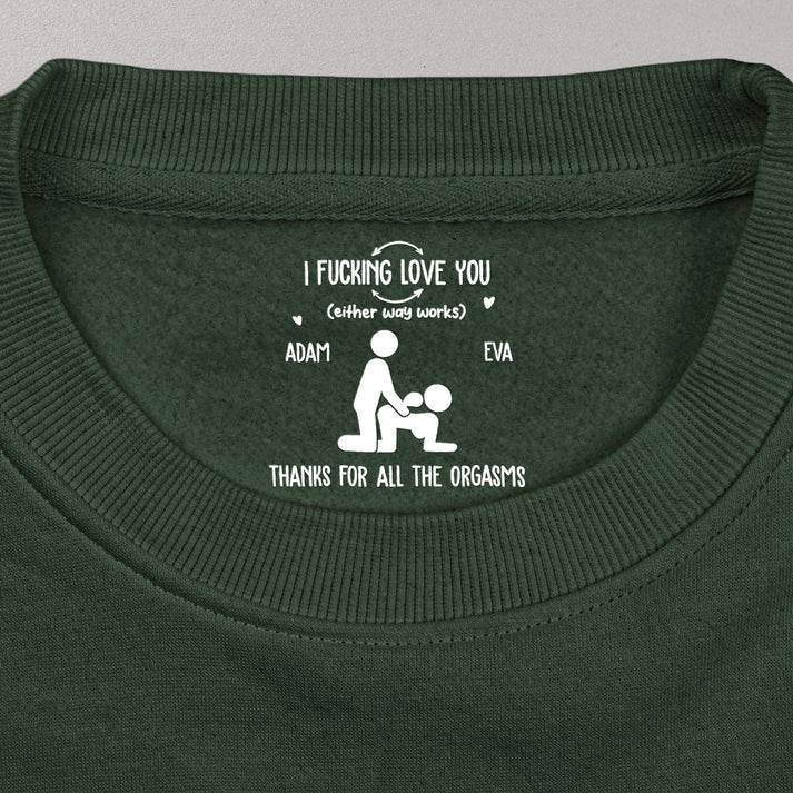 Personalized Classic Tee, Funny Intimate Couple Pose Graphic, Dark Green Unique Gift for Husband