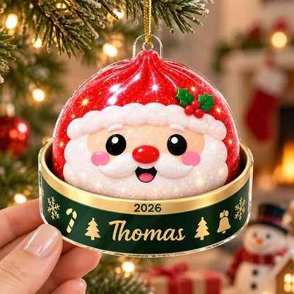 Personalized Acrylic Ornament, Cute Santa Reindeer & Peppermint Dumpling Design, Creative Gift for  Daughter, Son, Grandkids, Family