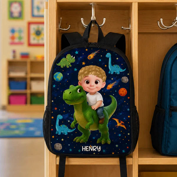 Personalized Kids School Backpack, Cute Dinosaur Space & Jungle Art, Unique Gift for Boys & Girls