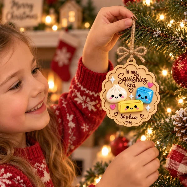 Personalized Wooden Ornament, Cute Squishy Characters for Christmas Tree, Unique Gift for Kids