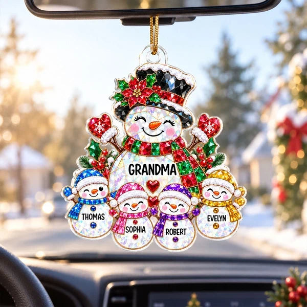 Grandma's Little Snowmen Personalized Acrylic Ornament, Heartwarming Family Keepsake, Creative Christmas Gift for Grandma