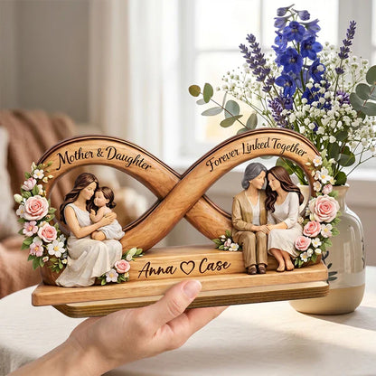 Personalized Wooden Plaque, Mother & Daughter Forever Linked Together, Unique Gift for Mom