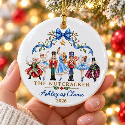 Personalized Ceramic Ornament with Dancing Ballerinas and Nutcracker Cast, Unique Gift for Ballet Dancers