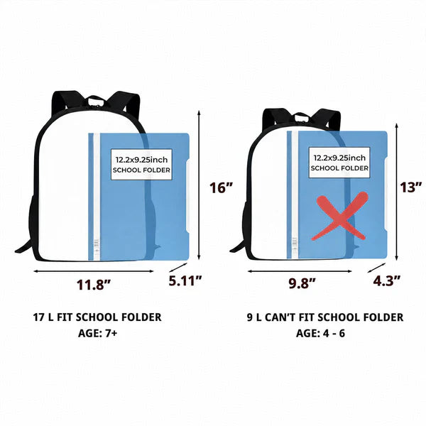 Personalized Kids School Backpack, Child Riding T-Rex Jungle Art, Unique Gift for Boys & Girls