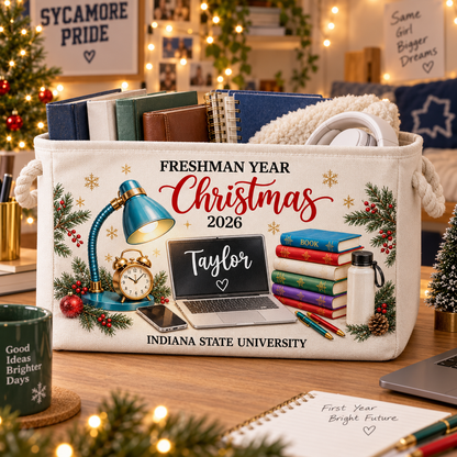 Personalized Leather Journal, Pink Freshman Christmas Study Desk Design, Unique Gift for a College Student