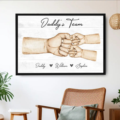 “Daddy’s Team” Fist-Bump Poster – Heartfelt Family Artwork, Custom Names, Perfect Father’s Day Gift for Dad