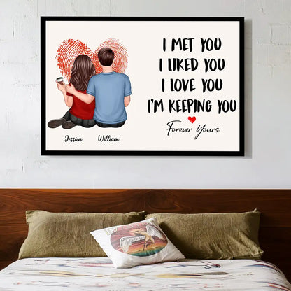 I Met You, I Liked You, I Love You, I’m Keeping You – Finger-Print Heart Custom Poster