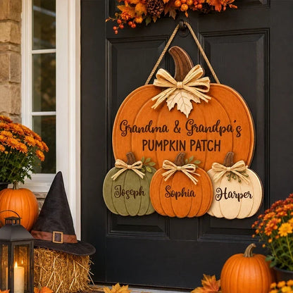 Personalized Wooden Sign, Grandma & Grandpa's Pumpkin Patch Door Decor, Unique Gift for Grandparents