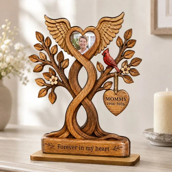 Forever in My Heart Personalized 2-Layer Wooden Plaque, Creative Remembrance Gift for Mom and Loved Ones