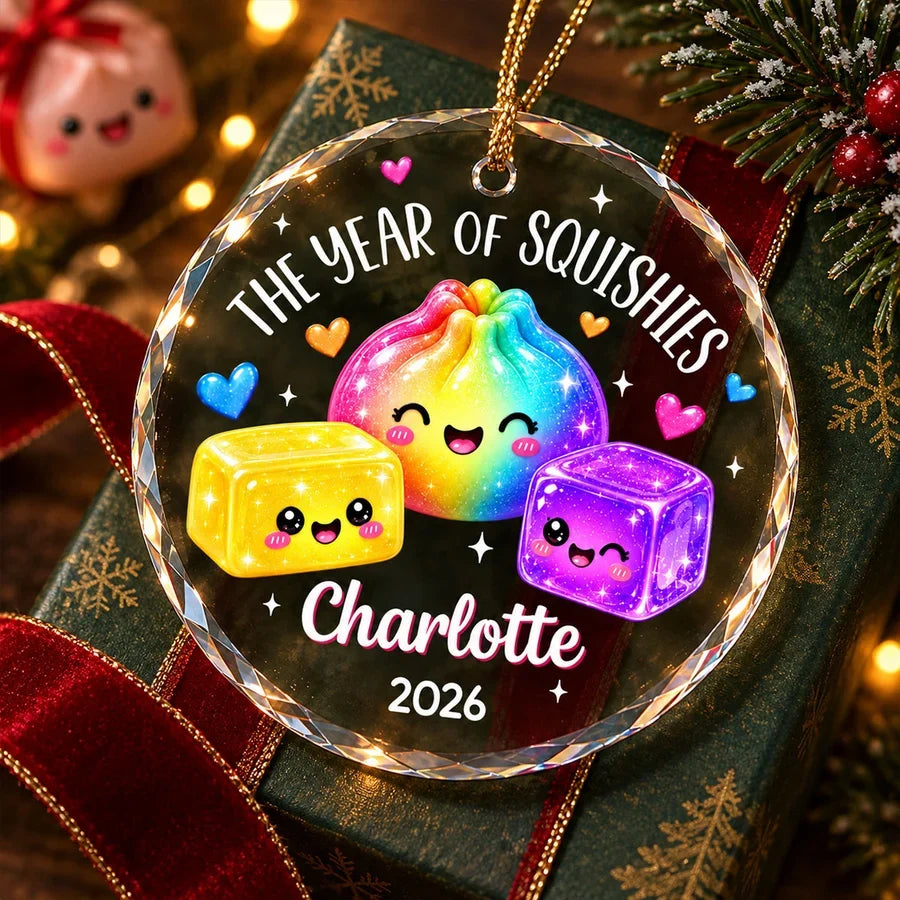 Personalized Crystal Ornament, Rainbow Squishies for a Christmas Tree, Unique Creative Gift for Kids
