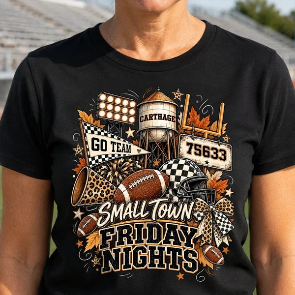 Personalized Classic Tee, Small Town Friday Nights Football Shirt, Unique Gift for Football Fans