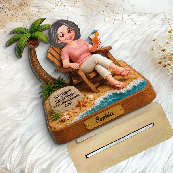 2-Layer Wooden Plaque with Tropical Retirement Humor, Creative Gift for Coworker, Dad or Husband