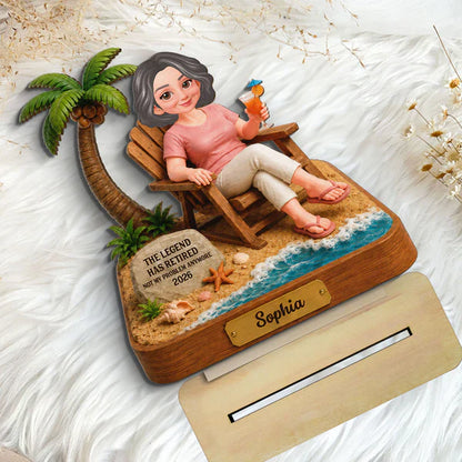 2-Layer Wooden Plaque with Tropical Retirement Humor, Creative Gift for Coworker, Dad or Husband