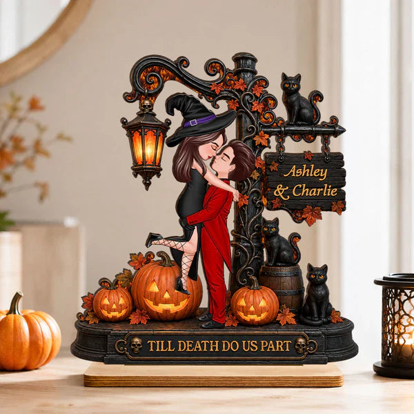 Till Death Do Us Part 2-Layer Wooden Plaque, Gothic Couple Keepsake, Creative Gift for Partners