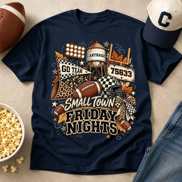 Personalized Classic Tee, Small Town Friday Nights Football Shirt, Unique Gift for Football Fans