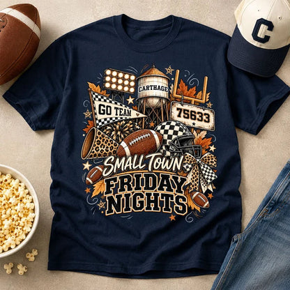 Personalized Classic Tee, Small Town Friday Nights Football Shirt, Unique Gift for Football Fans