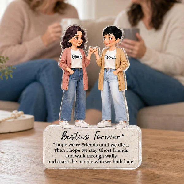 Besties Forever Personalized Acrylic Block Plaque, Pinky Promise Friendship Decor, Unique Gift for Friend