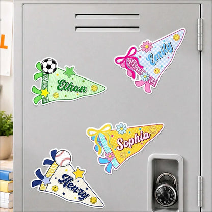 Personalized Acrylic Magnet, Colorful Pennant Locker Decor, Unique Creative Back to School Gift for Kids