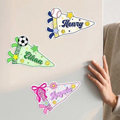 Personalized Acrylic Magnet, Colorful Pennant Locker Decor, Unique Creative Back to School Gift for Kids