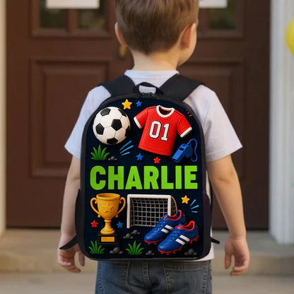 Kids School Backpack, Personalized Sports Design for Classroom Days, Unique Gift for Son or Daughter