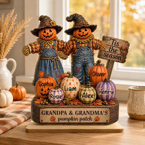 Grandpa & Grandma's Pumpkin Patch Personalized 2-Layer Wooden Plaque, Creative Gift for Fall Family Decor