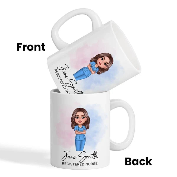 Personalized Nurse Mug with Folded Arms Illustration, Thoughtful Keepsake and Creative Gift for Nurses