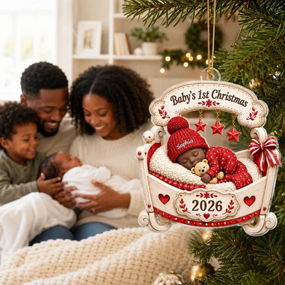 Baby's First Christmas Acrylic Ornament, Personalized Sleeping Newborn Keepsake, Creative Gift for Family