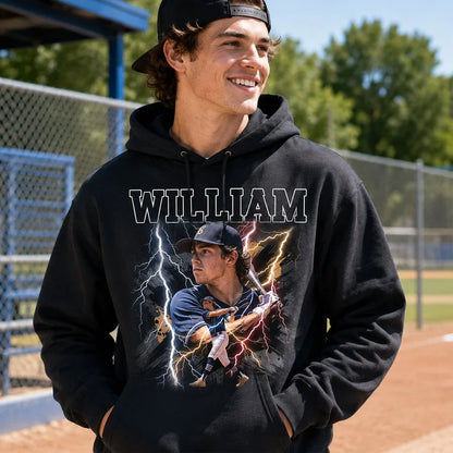 Personalized Classic Tee, Dynamic Athlete Action & Lightning Design, Unique Sports Gift for Boys & Girls